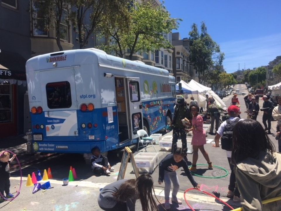 Green Bookmobile at Haight Street Fair