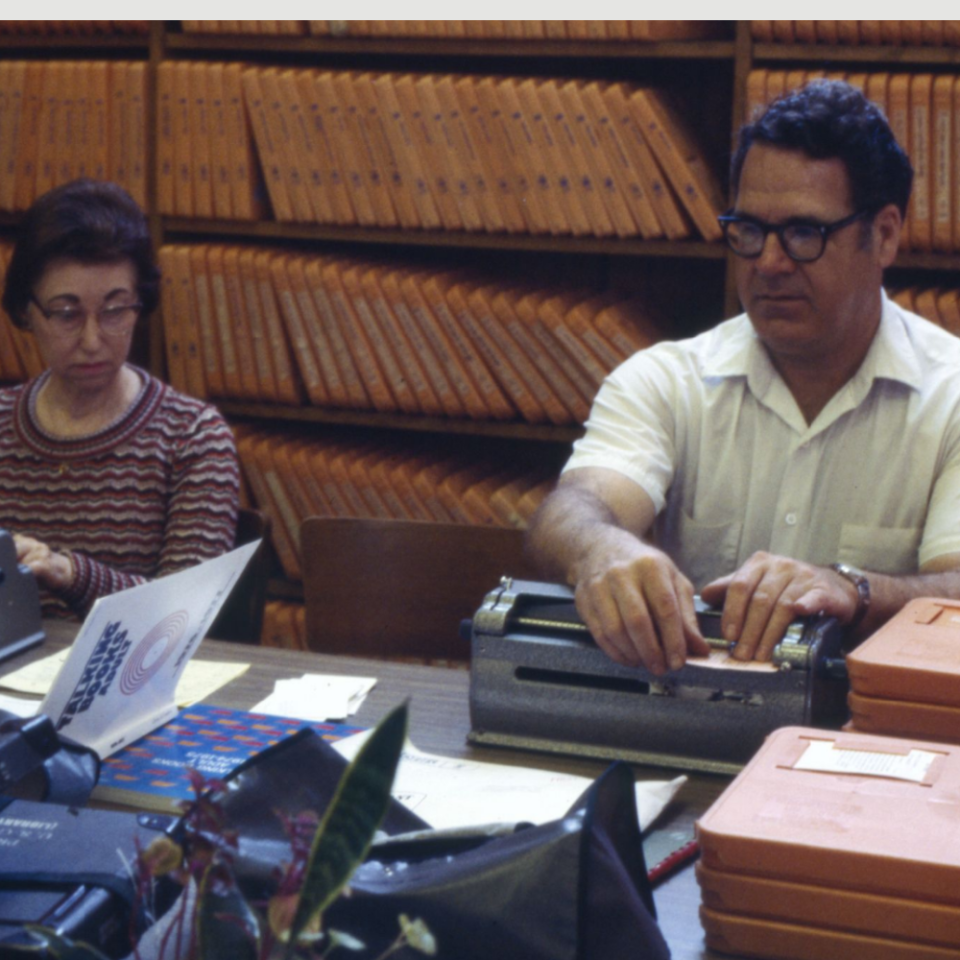 Patron Using Braille 1970s