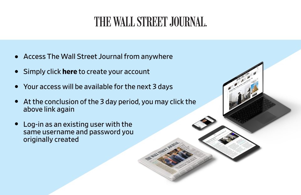 Click decorative banner for WSJ access instructions